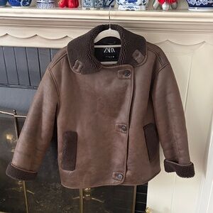 Zara Chocolate Brown shearling swing coat